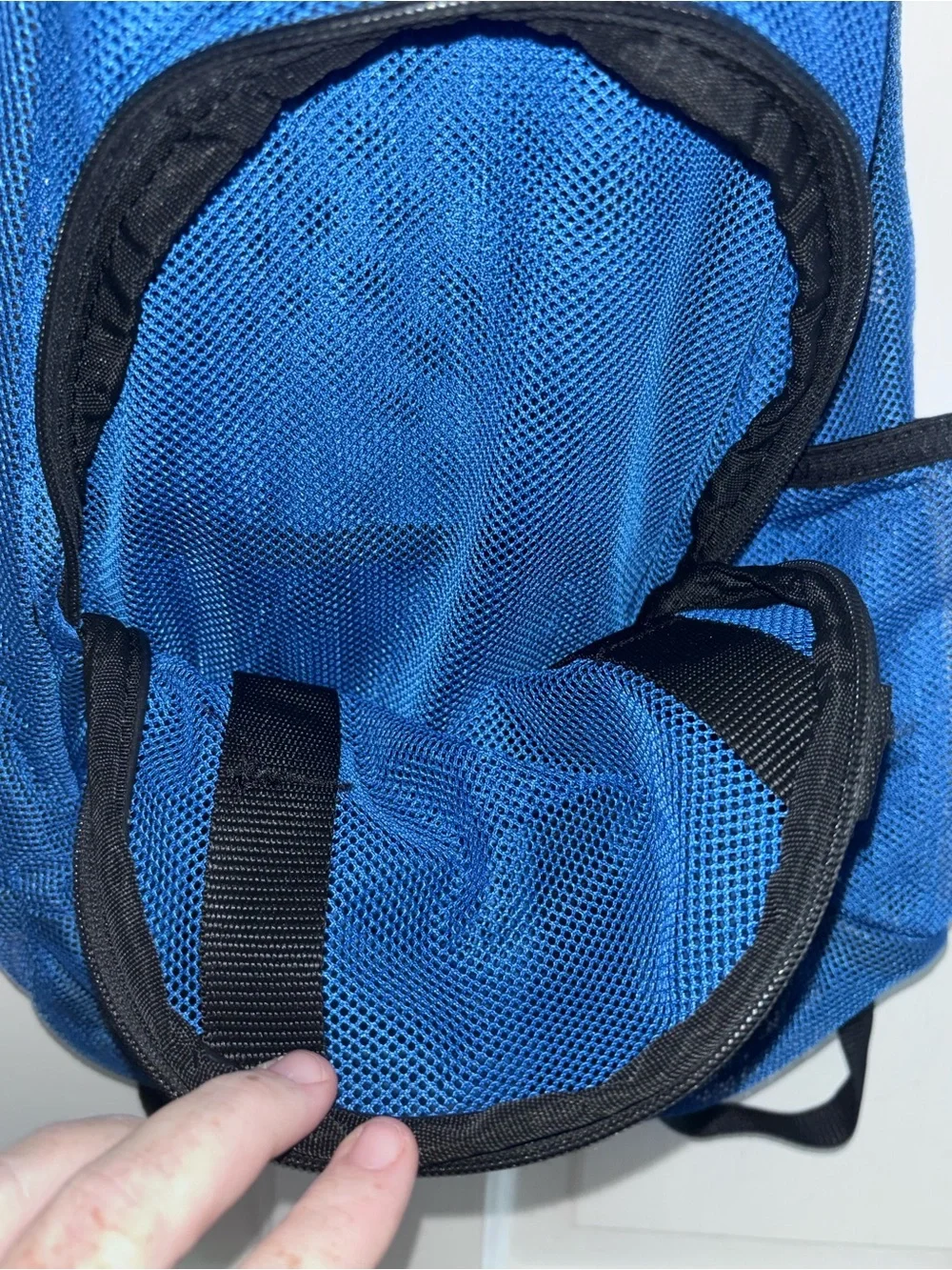 Nike Blue Mesh Backpack Black Straps Gym Swim Camp Sports Bag -Machine Washable